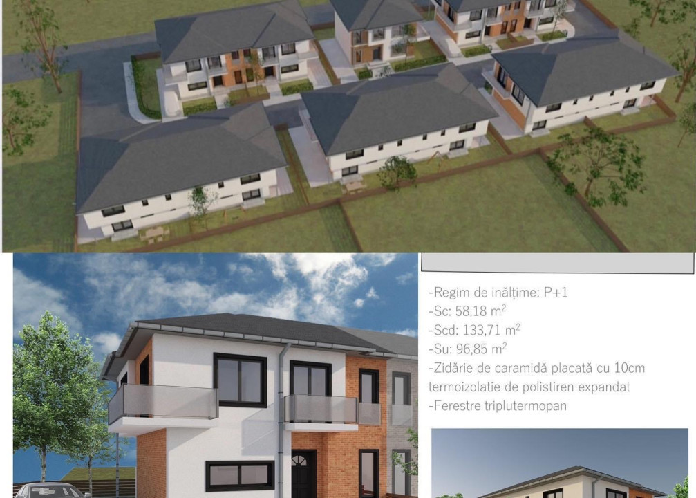 Duplex 100 mp utili, teren 200mp, ansamblu privat, Floresti