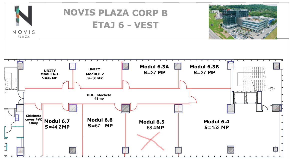 Spatiu de birouri de inchiriat, 68mp, cladire Premium / Novis Plaza