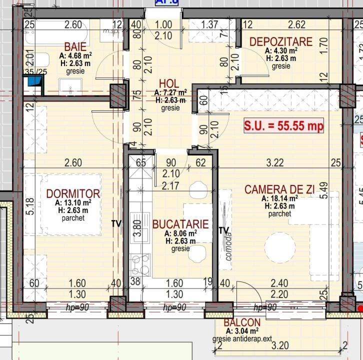 Apartament 2 camere superfinisat, decomandat, 55mp, Parcare/zona Terra