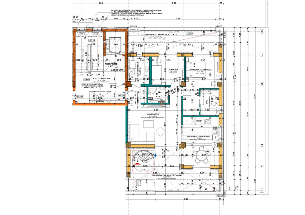 Penthouse 4 camere, 90 mp, 51 mp terasa și terasă panoramică Columna Residence