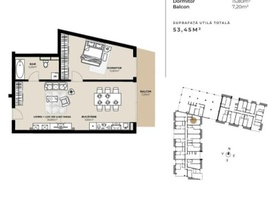 Apartament 2 camere 53.45 mp - Marasti!