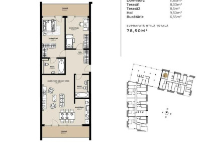 Apartament 3 camere 78,50 mp - Marasti!