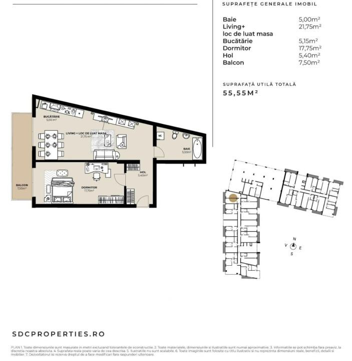 Apartament 2 camere 55,55 mp - Marasti!