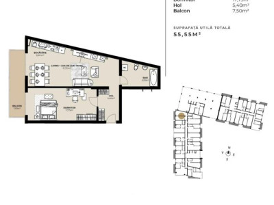Apartament 2 camere 55,55 mp - Marasti!