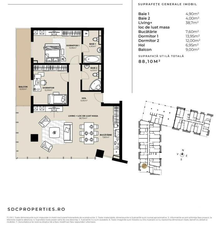Apartament 3 camere 88,10 mp - Marasti!