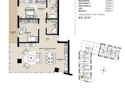Apartament 3 camere 88,10 mp - Marasti!
