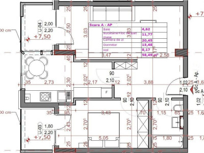 Apartament 2 camere, 58,49 mp, semifinisat, zona Soporului