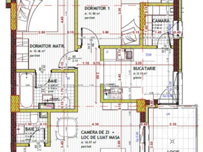 Apartament de 3 camere, 63.85mp, Semifinisat,zona Tineretului,Floresti
