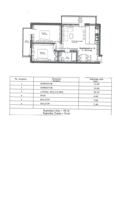 Apartament 3 camere - 58 mp utili - Floresti Eroilor