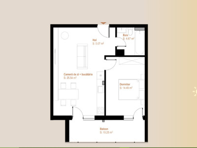 Apartament cu 2 camere 49.77mp plus 10mp terasa zona Vivo 