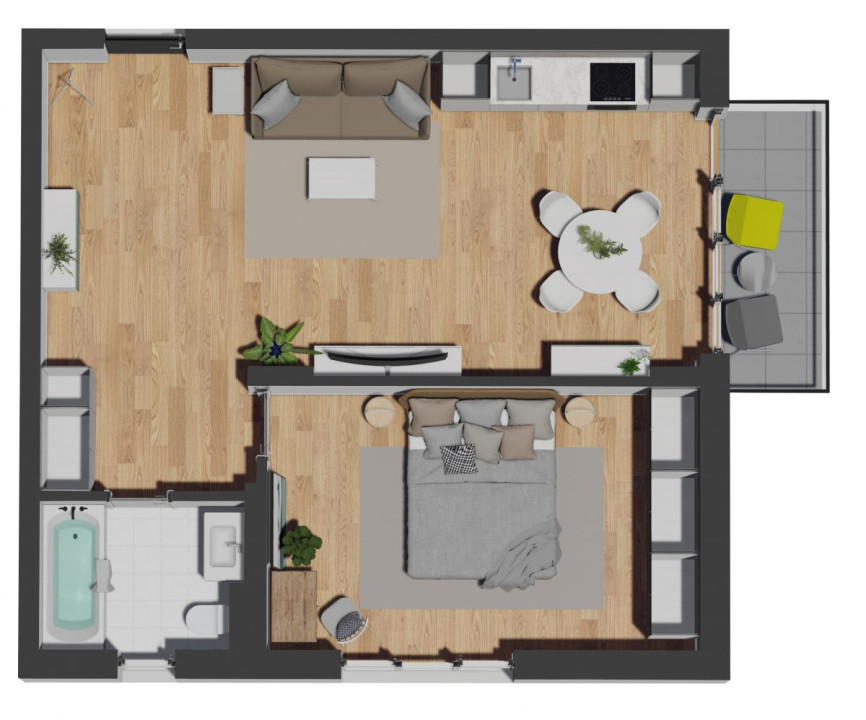 Apartament de 2 camere, 57,51 mp, VIEW SUPERB, zona VIVO