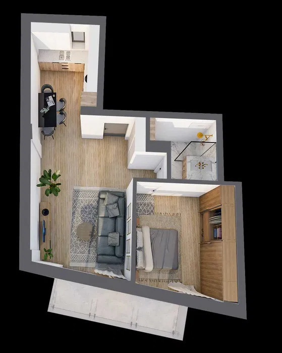 Apartamente cu 2 camere 52mp, Strada Paris