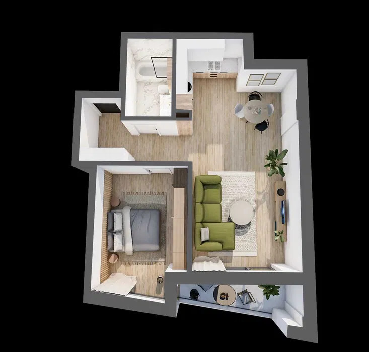 Apartamente cu 2 camere 52mp, Strada Paris