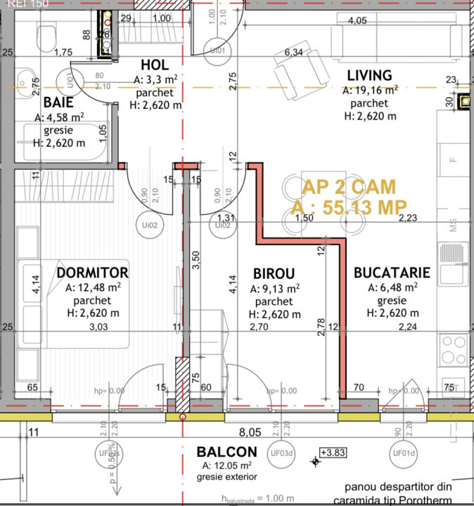 Apartament 2 Camere, 56mp, Zona Centrala