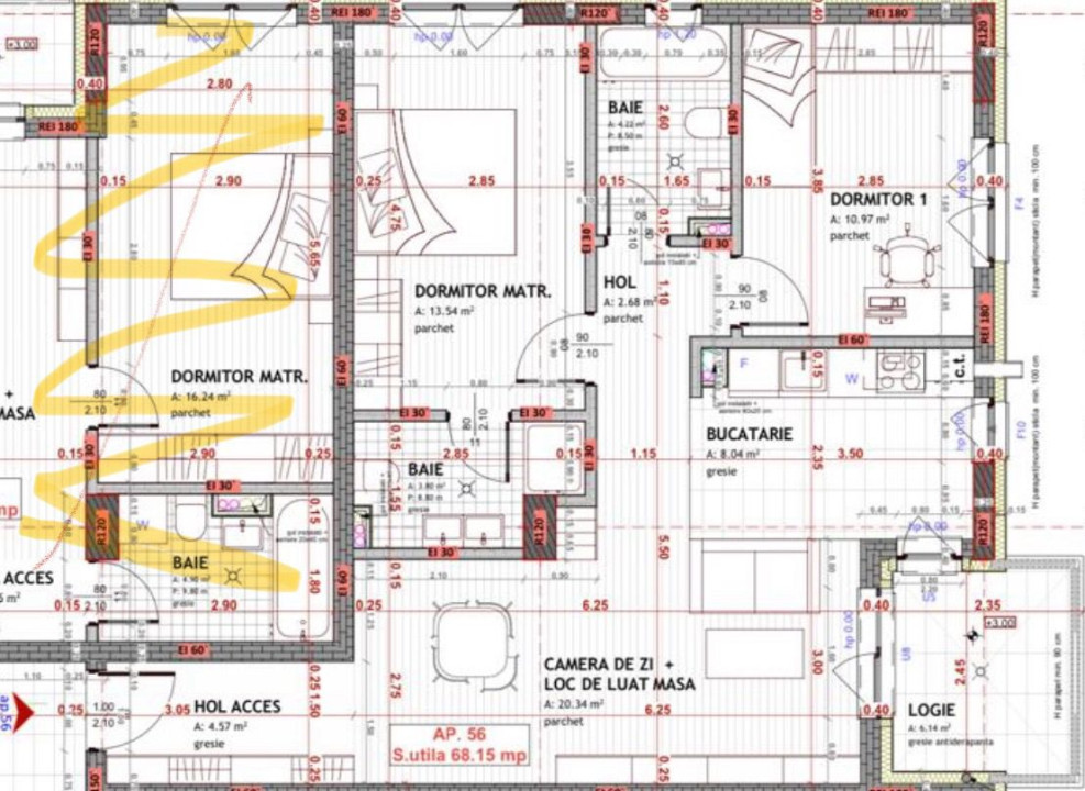 Apartament de 3 camere, 68.15 mp,ultra finisat, zona Avram Iancu