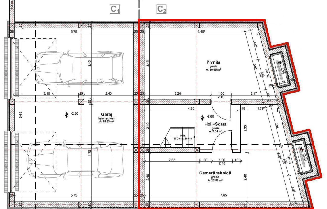 Casă cuplată, 4 camere, 156 mp utili, semifiniasată, cartier Dâmbul Rotund