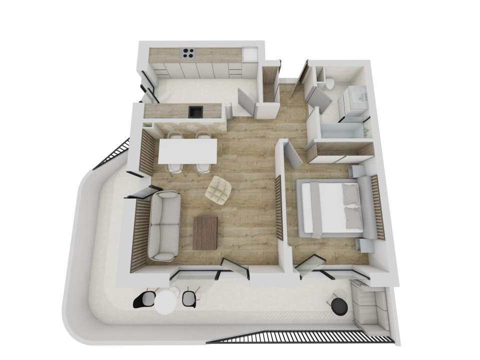 Apartament de 2 camere, 55.47 mp, semifinisat,terasa,Zona Eroilor