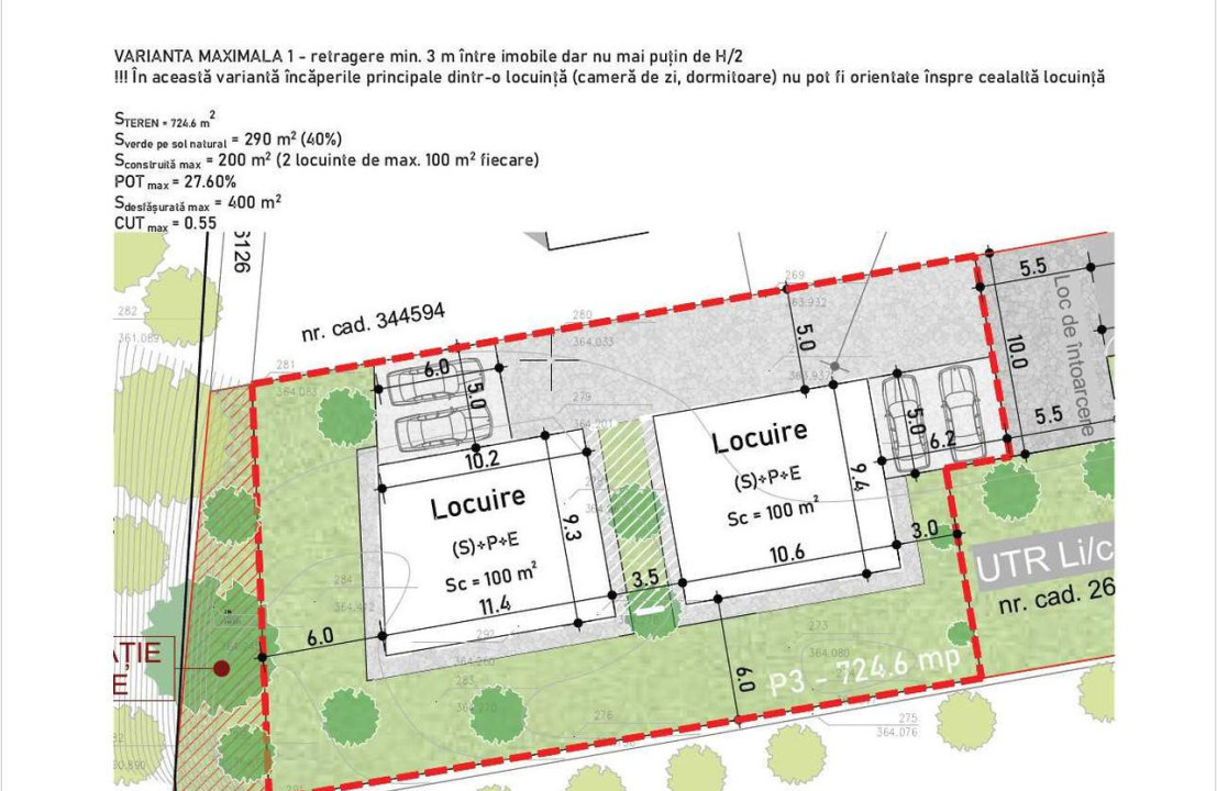  Vanzare teren intravilan 800 mp, cu puz aprobat, zona Colina