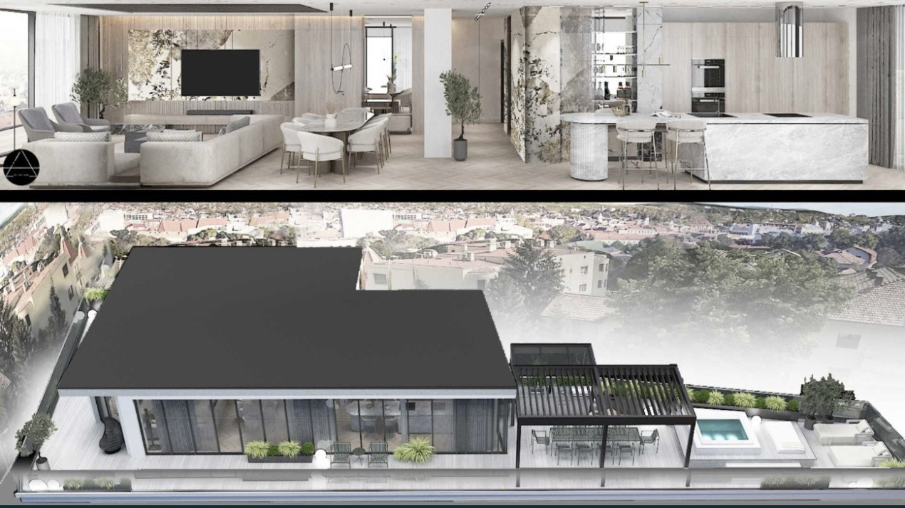  Penthouse, 3 camere, 134mp, terasă de 129mp, Zona Andrei Muresanu