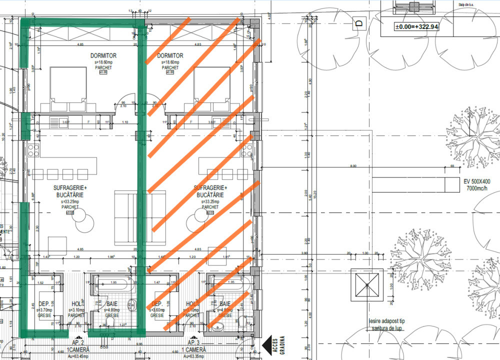 Apartament 2 camere, 63,45 mp, posibilitate finisare, parcare, zona Podului IRA