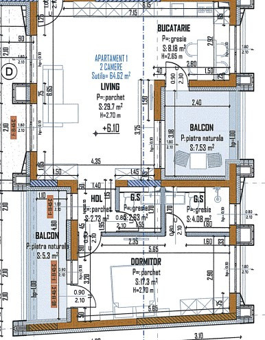  Confort și calitate  2 camere, 64 mp, 2 băi, semifinisat, în bloc premium nou