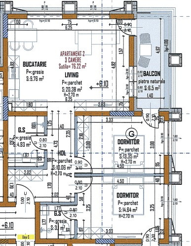 Apartament 3 camere, 76 mp, 2 băi, 2 balcoane – bloc nou premium