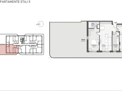 Apartament de 3 camere, 79,83 mp utili, +Terasa de 110 mp utli , Eroilor