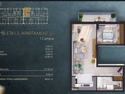 Apartament 2 camere, 51mp, Elite City