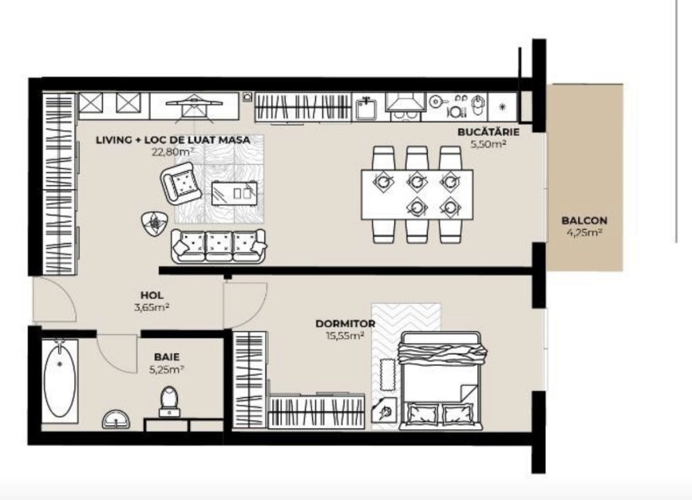 Apartament cu 2 camere in ansamblu rezidențial nou, 53 mp , zona Fabricii 