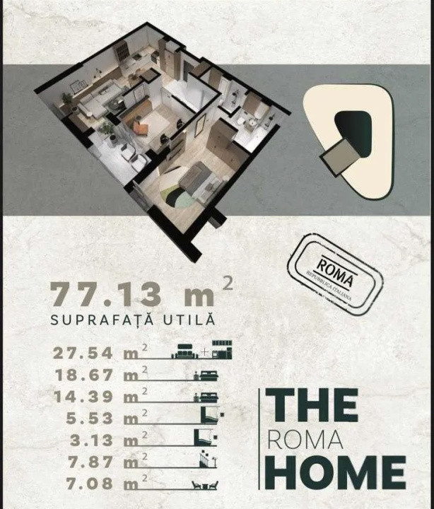 Apartament 3 Camere, Etaj Intermediar, 78mp, Zona VIVO
