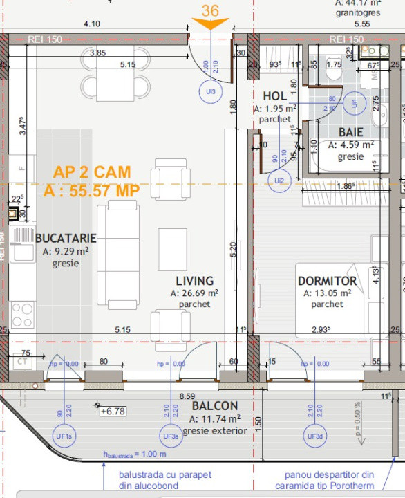 Apartament 2 camere, semidecomandat, semifinisat, 55,57 mp , zona Eroilor 