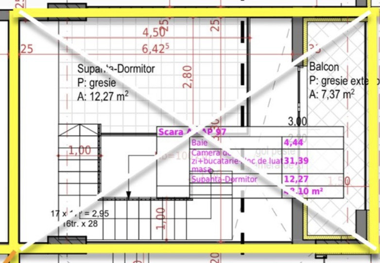 Penthouse pe 2 niveluri, semifinisat, 59 mp, Zona Soporului