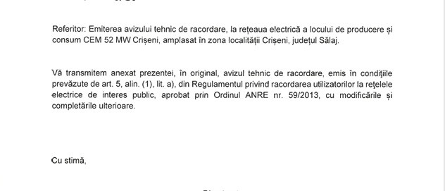 PARC FOTOVOLTAIC 52MW CRISENI (SALAJ) ATR DISPONIBIL 