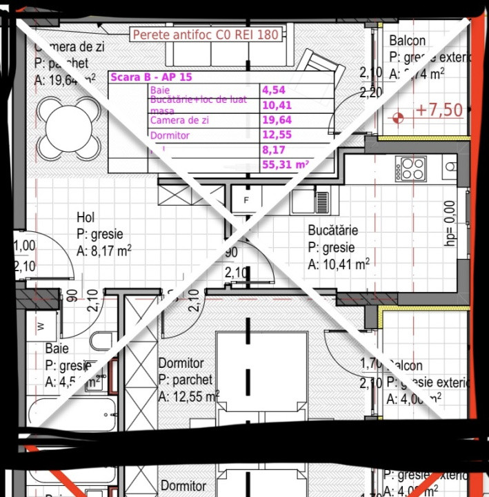 Apartament 2 camere de 55,31mp, pe strada Soporului