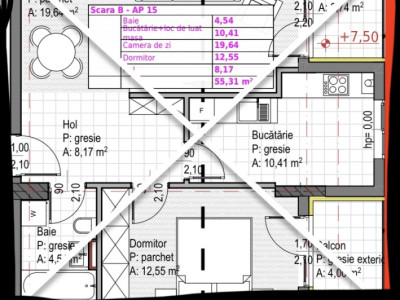 Apartament 2 camere de 55,31mp, pe strada Soporului