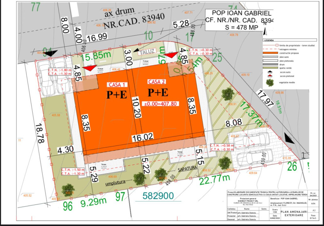 Duplex autorizat 500 mp zona Vivo