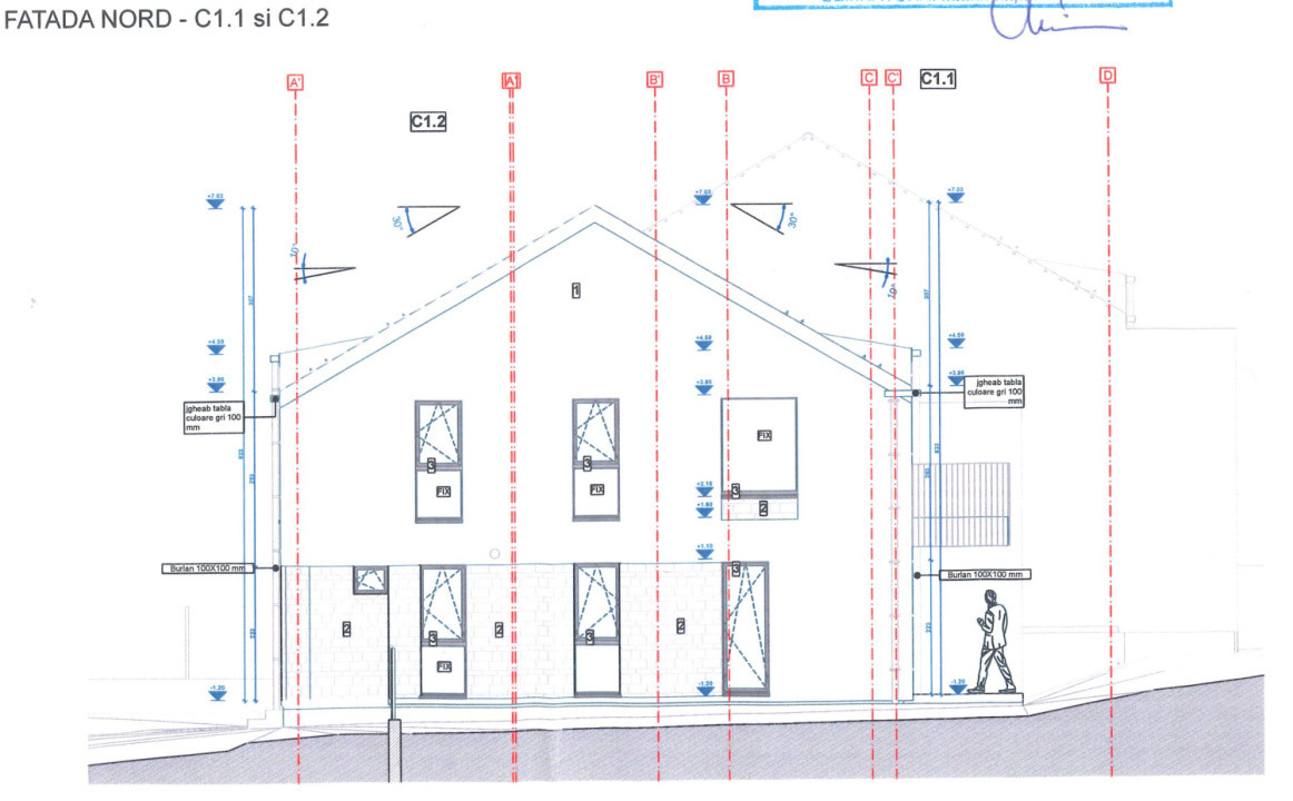 Proiect autorizat 4 duplexuri (8 unități) – teren intravilan 2700 mp Chinteni