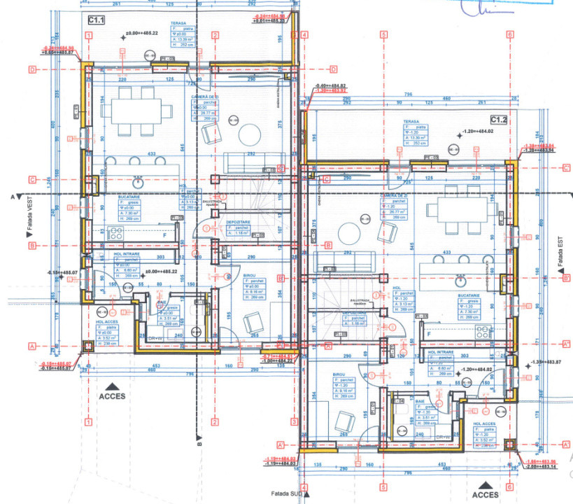 Proiect autorizat 4 duplexuri (8 unități) – teren intravilan 2700 mp Chinteni