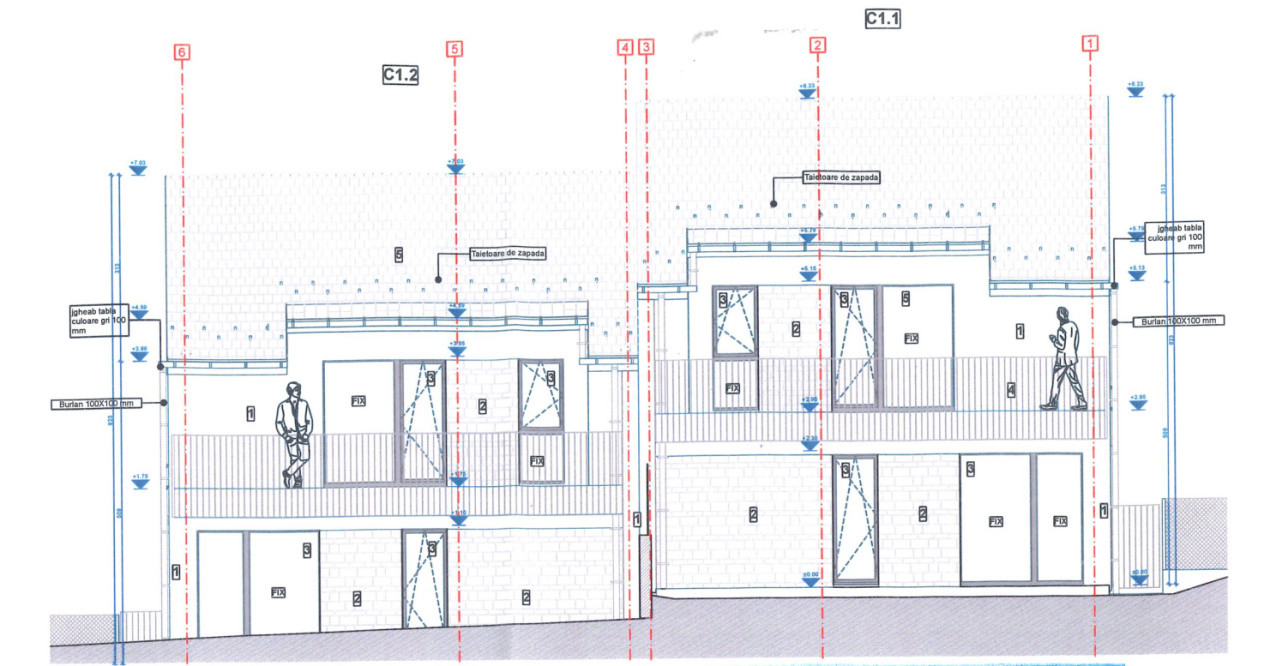 Proiect autorizat duplex (2 unități) – teren intravilan 700 mp Chinteni