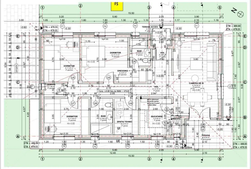 Casă individuală, 170 mp, pe un singur nivel, 300 mp curte, zona Profi Chinteni